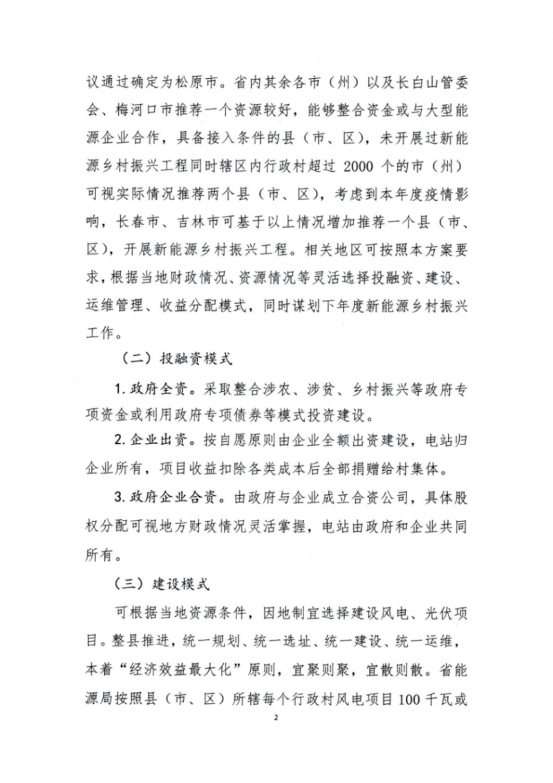 吉林省能源局发布全国首个出台的省级“新能源+乡村振兴”方案！