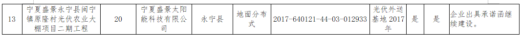 宁夏“十二五”以来光伏项目处理结果